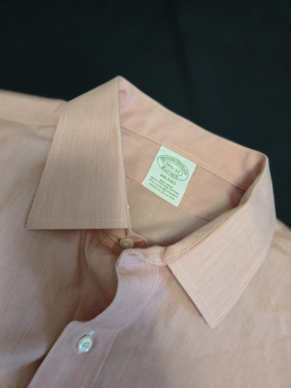 Brooks Brothers Milano Men's Dress Shirt - Reddish/orange Neck 16.5 Neck